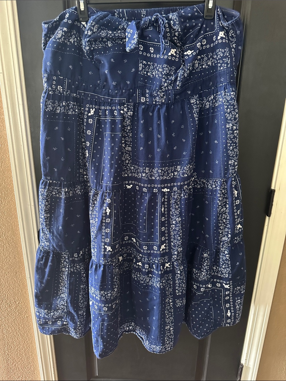 Universal Thread Navy Blue Bandana Tiered Maxi Skirt